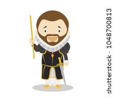 Philip II of Spain cartoon character. Vector Illustration. Kids History Collection.