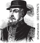 Philip II of Spain, Vintage engraving. From Popular France, 1869.