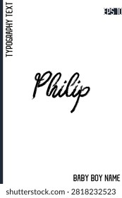 Philip   -Male Names Vector Creative Brush Typography Text Handwritten Lettering 