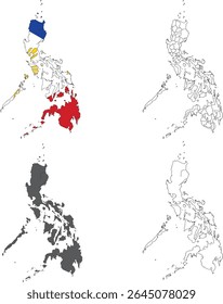 Philiphines Map Vector Set - Political, Outline, Flag and Solid Styles
