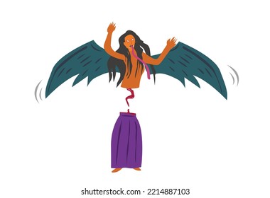 Eine philippinische alte Kreatur, die Mananangal oder Aswang genannt wird, die ihre oberen und oberen Körper zum Fliegen trennt. Bearbeitbare Clipart Art.