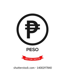 PHILIPPINE banking currency symbol, peso vector icon 