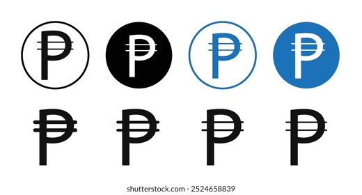 Philippine currency icon Collection of flat thin outline vector