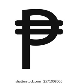 Philippine currency icon flat line symbol set.