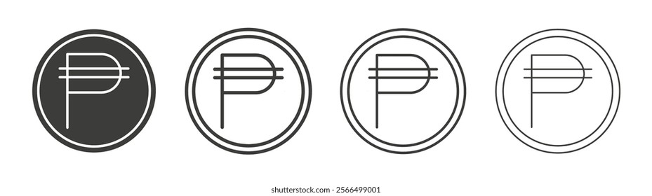 Philippine currency icon flat and linear vector illustration on white background.