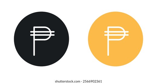 Philippine currency icon set in black and colored