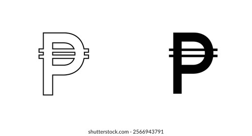 Philippine currency icons. black and white vector set.