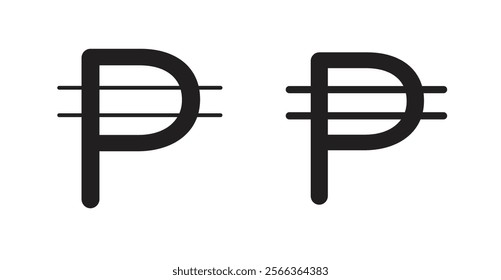 Philippine currency icons in line stroke and flat versions