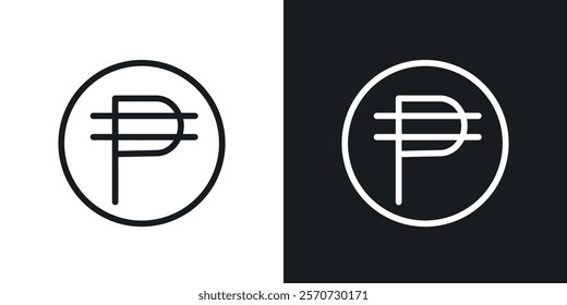 Philippine currency icons set vectors on white background.