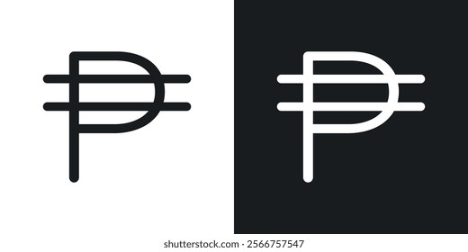 Philippine currency icons in Thin line black color. flat simple vector symbols illustration.