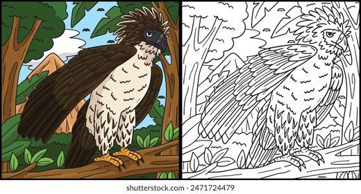 Philippine Eagle Coloring Page Illustration