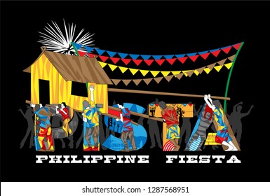 Philippine Fiesta Bayanihan Design Vector