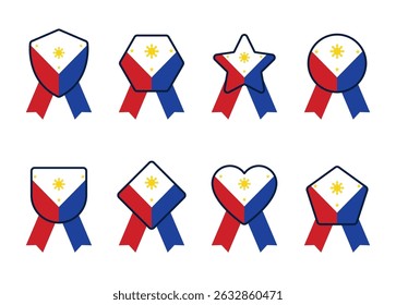 Philippine Flag Badges Collection, Patriotic Vector Icons for Independence Day, National Emblem Clipart for Design and Print