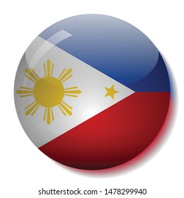 Philippine flag glass button vector illustration
