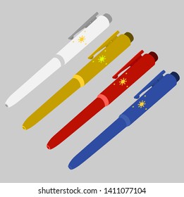 philippine flag inspired ball pens vector illustration