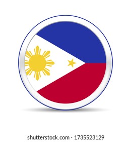 Philippine flag vector in button design. Eps 10 vector illustration.