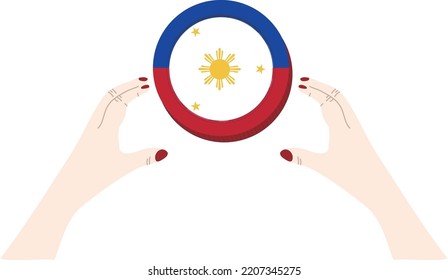Philippine flag vector hand drawn,philippine peso vector hand drawn