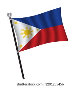 Philippine flag , flag of Philippine waving on flag pole, vector illustration EPS 10.
