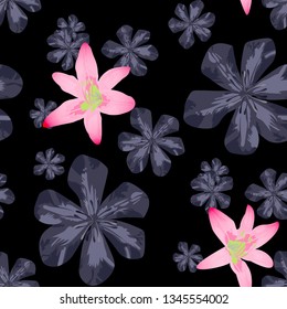 Philippine Flowers. Big Texture in Fresh Colors. Retro Background for Dress, Cloth, Swimwear. Seamless Pattern with Indonesian Rainforest. Vector Seamless Pattern with Philippine Flowers