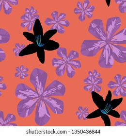 Philippine Flowers. Big Texture in Fresh Colors. Trendy Background for Tablecloth, Curtain, Paper. Seamless Pattern with Indonesian Rainforest. Vector Seamless Pattern with Philippine Flowers
