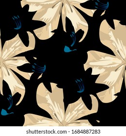 Philippine Flowers. Big Texture in Fresh Colors. Seamless Pattern with Indonesian Jungle. Trendy Background for Swimwear, Shirt, Cloth. Vector Seamless Pattern with Philippine Flowers