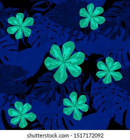 Philippine Flowers. Big Texture. Modern Background for Curtain, Paper, Underwear. Seamless Tropical Pattern with Indian Jungle. Vector Seamless Pattern with Philippine Flowers