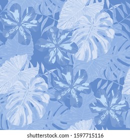 Philippine Flowers. Big Texture. Seamless Tropical Pattern with Brasilian Jungle. Vintage Background for Underwear, Shirt, Cloth. Vector Seamless Pattern with Philippine Flowers
