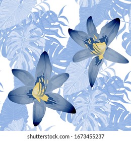 Philippinische Blumen. Große Textur. Nahtlose tropische Muster mit indonesischem Regenwald. Moderner Hintergrund für Tischtuch, Tuch, Papier. Vektorillustration Nahtlose Muster mit philippinischen Blumen