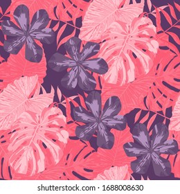 Philippine Flowers. Modern Background for Fabric, Wallpaper, Paper. Big Texture. Seamless Tropical Pattern with Hawaiian Jungle. Vector Seamless Pattern with Philippine Flowers