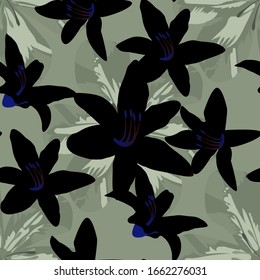 Philippine Flowers. Modern Background for Shirt, Fabric, Dress. Seamless Pattern with Indonesian Rainforest. Big Texture in Fresh Colors. Vector Seamless Pattern with Philippine Flowers