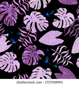 Philippine Flowers. Retro Background for Cloth, Tablecloth, Fabric. Seamless Tropical Pattern with Indonesian Jungle. Big Texture. Vector Seamless Pattern with Philippine Flowers