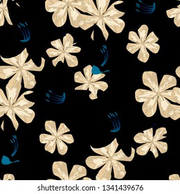 Philippine Flowers. Retro Background for Paper, Wallpaper, Cloth. Big Texture in Fresh Colors. Seamless Pattern with Hawaiian Rainforest. Vector Seamless Pattern with Philippine Flowers