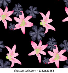 Philippine Flowers. Retro Background for Paper, Tablecloth, Wallpaper. Seamless Pattern with Brasilian Jungle. Big Texture in Fresh Colors. Vector Seamless Pattern with Philippine Flowers