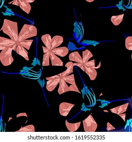 Philippine Flowers. Retro Background for Underwear, Tablecloth, Shirt. Big Texture in Fresh Colors. Seamless Pattern with Hawaiian Rainforest. Vector Seamless Pattern with Philippine Flowers