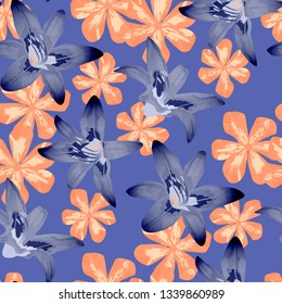 Philippine Flowers. Seamless Pattern with Australian Rainforest. Retro Background for Shirt, Underwear, Wallpaper. Big Texture in Fresh Colors. Vector Seamless Pattern with Philippine Flowers