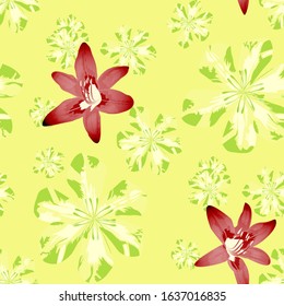 Philippine Flowers. Seamless Pattern with Brasilian Jungle. Big Texture in Fresh Colors. Modern Background for Dress, Swimwear, Tablecloth. Vector Seamless Pattern with Philippine Flowers