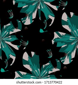 Philippinische Blumen. Nahtlose Muster mit brasilianischem Dschungel. Vintage Hintergrund für Tuch, Unterwäsche, Kleidung. Große Textur in frischen Farben. Vektorillustration Nahtlose Muster mit philippinischen Blumen