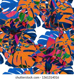 Philippine Flowers. Seamless Pattern with Bright Tropical Flowers and Leaves. Modern Seamless Texture for, Shirt, Underwear, Wallpaper. Vector Seamless Pattern with Philippine Flowers