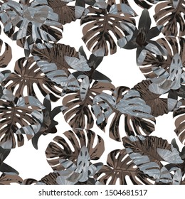 Philippine Flowers. Seamless Pattern with Bright Tropical Flowers and Leaves. Modern Seamless Texture for, Cloth, Curtain, Dress. Vector Seamless Pattern with Philippine Flowers