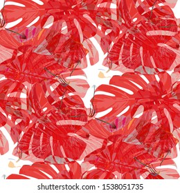 Philippine Flowers. Seamless Pattern with Bright Tropical Flowers and Leaves. Modern Seamless Texture for, Tablecloth, Cloth, Paper. Vector Seamless Pattern with Philippine Flowers