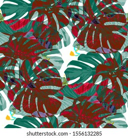 Philippine Flowers. Seamless Pattern with Bright Tropical Flowers and Leaves. Vintage Seamless Texture for, Tablecloth, Cloth, Underwear. Vector Seamless Pattern with Philippine Flowers