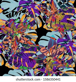 Philippine Flowers. Seamless Pattern with Bright Tropical Flowers and Leaves. Vintage Seamless Texture for, Cloth, Dress, Tablecloth. Vector Seamless Pattern with Philippine Flowers