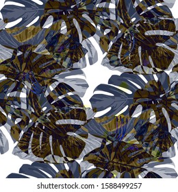 Philippine Flowers. Seamless Pattern with Bright Tropical Flowers and Leaves. Trendy Seamless Texture for, Underwear, Tablecloth, Swimwear. Vector Seamless Pattern with Philippine Flowers