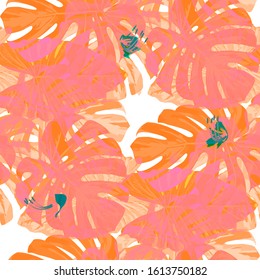 Philippine Flowers. Seamless Pattern with Bright Tropical Flowers and Leaves. Modern Seamless Texture for, Paper, Underwear, Shirt. Vector Seamless Pattern with Philippine Flowers