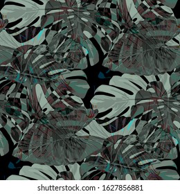 Philippine Flowers. Seamless Pattern with Bright Tropical Flowers and Leaves. Modern Seamless Texture for, Wallpaper, Tablecloth, Swimwear. Vector Seamless Pattern with Philippine Flowers