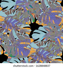 Philippine Flowers. Seamless Pattern with Bright Tropical Flowers and Leaves. Retro Seamless Texture for, Curtain, Tablecloth, Cloth. Vector Seamless Pattern with Philippine Flowers