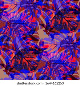 Philippine Flowers. Seamless Pattern with Bright Tropical Flowers and Leaves. Trendy Seamless Texture for, Shirt, Underwear, Cloth. Vector Seamless Pattern with Philippine Flowers