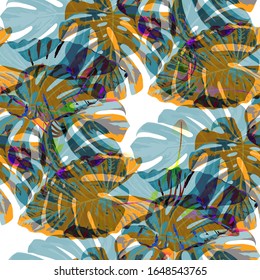 Philippine Flowers. Seamless Pattern With Bright Tropical Flowers And Leaves. Trendy Seamless Texture For, Fabric, Underwear, Shirt. Vector Seamless Pattern With Philippine Flowers