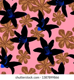 Philippine Flowers. Seamless Pattern with Indian Jungle. Vintage Background for Shirt, Paper, Underwear. Big Texture in Fresh Colors. Vector Seamless Pattern with Philippine Flowers