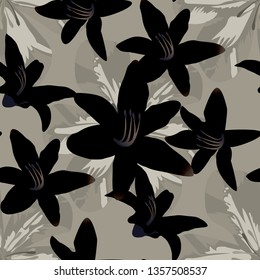 Philippine Flowers. Seamless Pattern with Indonesian Rainforest. Big Texture in Fresh Colors. Trendy Background for Shirt, Swimwear, Wallpaper. Vector Seamless Pattern with Philippine Flowers